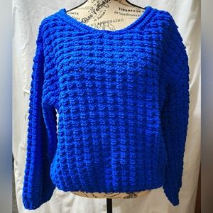 Women's Large blue cable knit sweater.